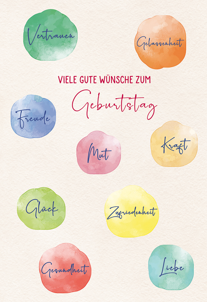 Karte zum Geburtstag - Viele gute Wünsche 