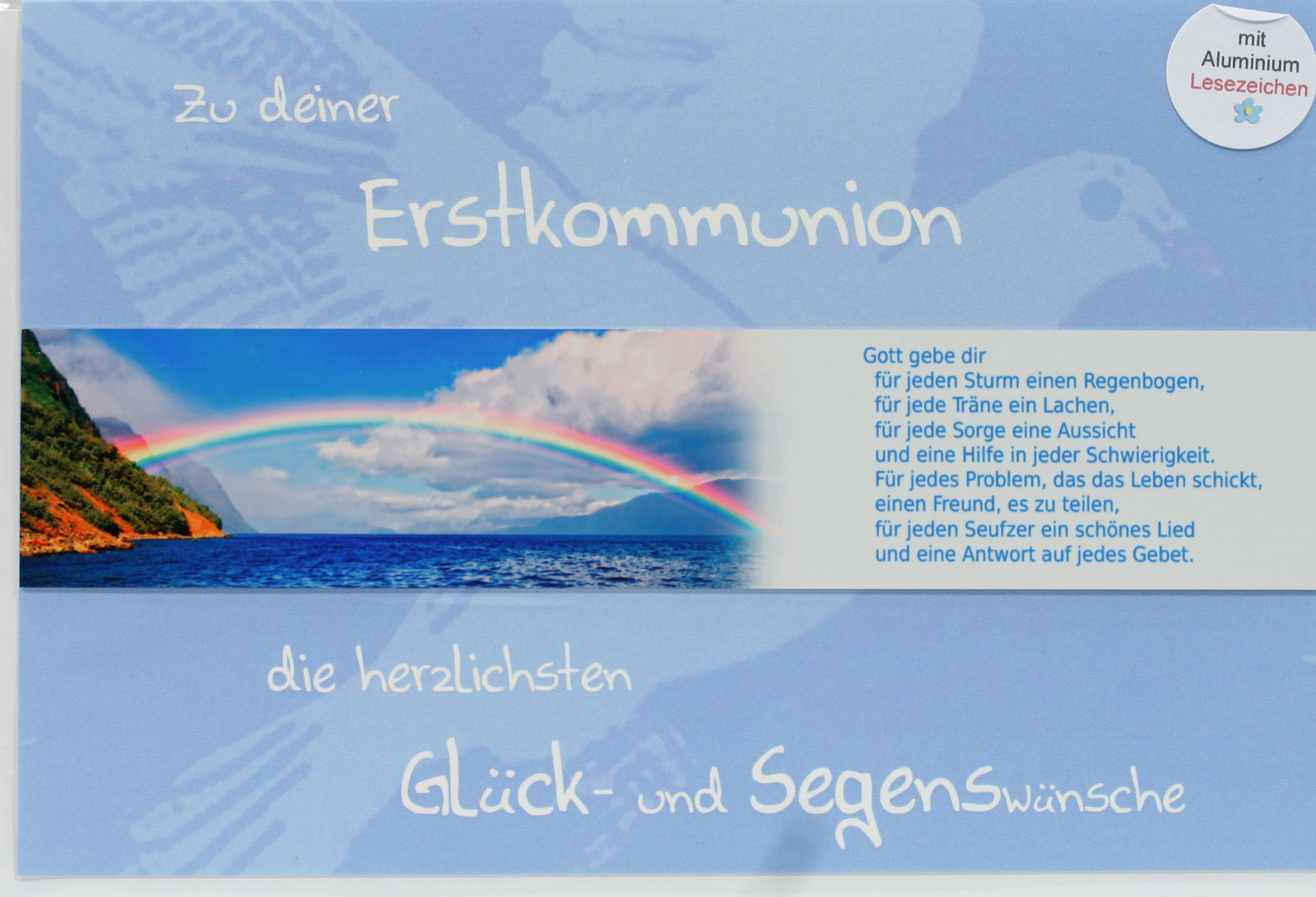 Kommunionkarte - Regenbogen & Lesezeichen