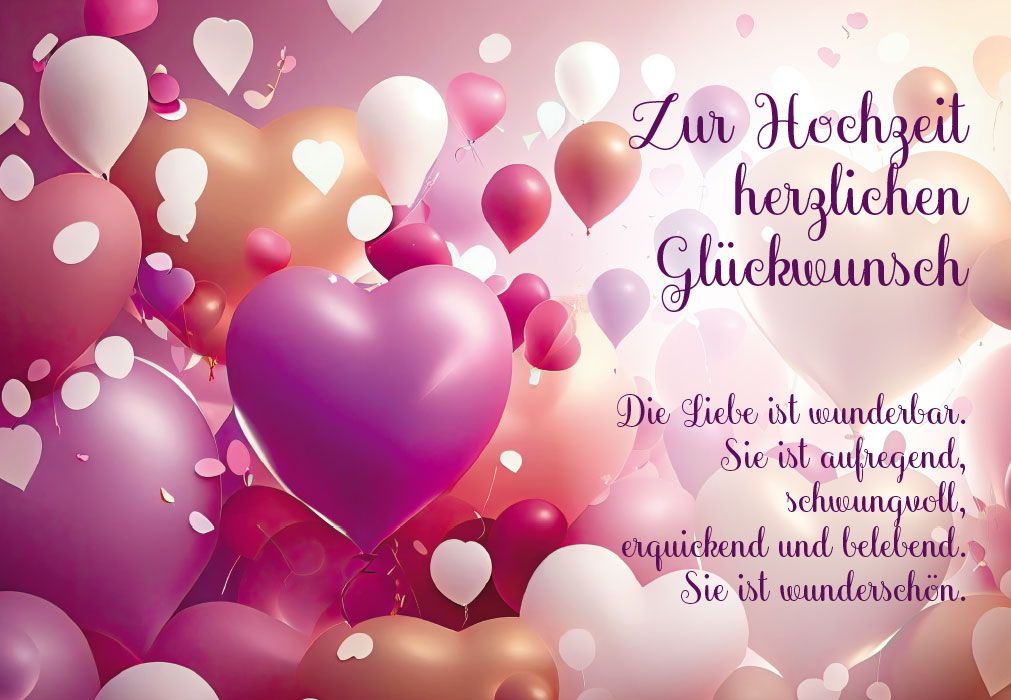 Karte zur Hochzeit - Die Liebe ist wunderbar