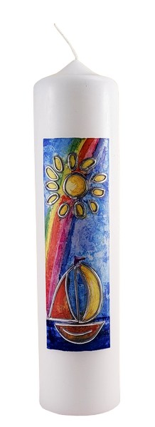 Tischkerze - Unter Gottes Regenbogen