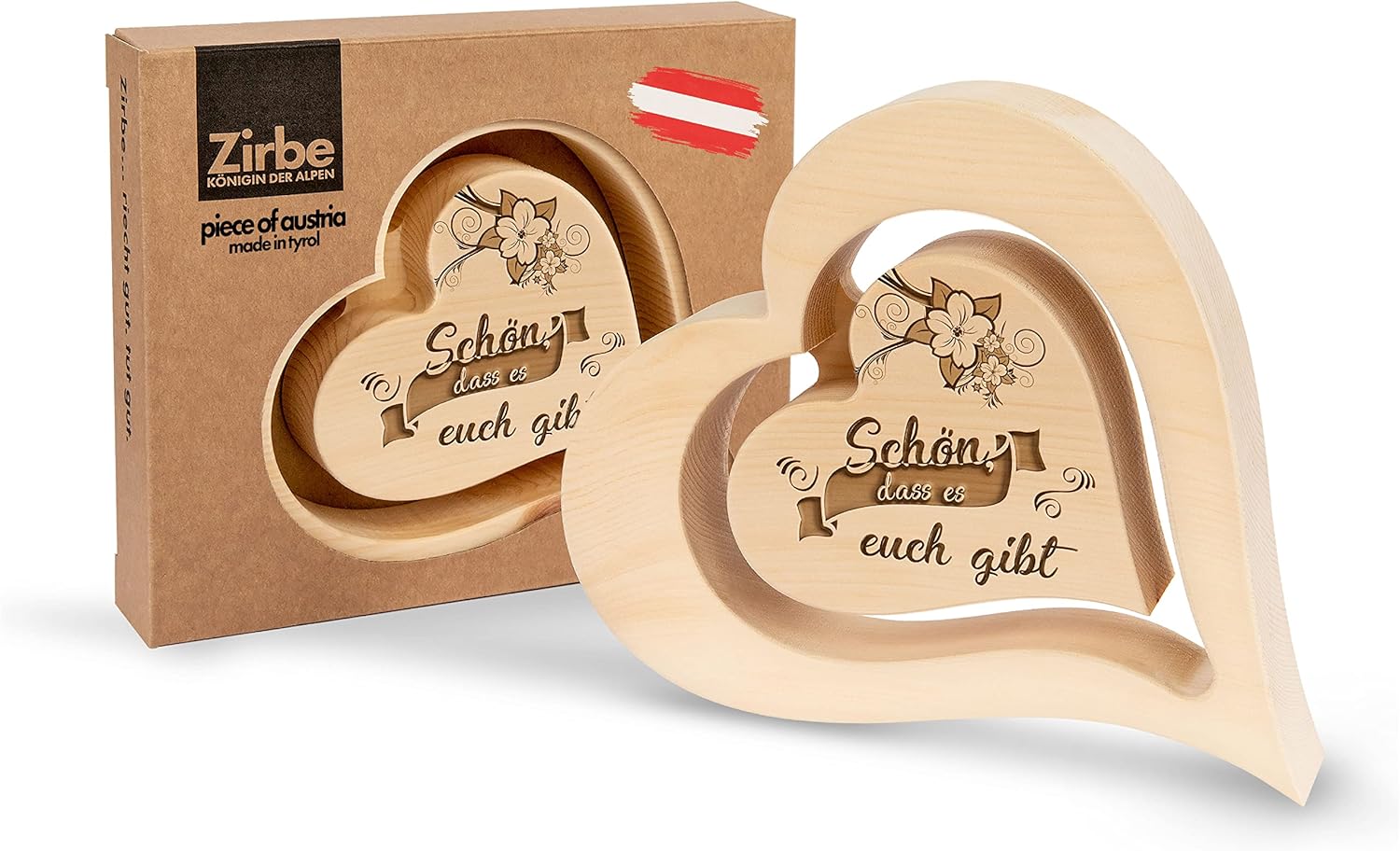 Zirben-Holz-Herz - Schön dass ... & Schwebend Zirben-Holz-Herz - Schön dass ... & Schwebend