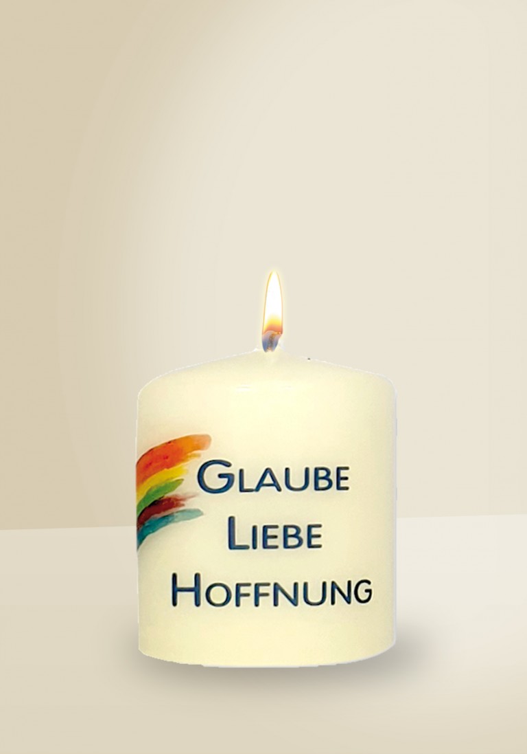 Mini-Friedenskerze - Glaube-Liebe-Hoffnung Mini-Friedenskerze - Glaube-Liebe-Hoffnung