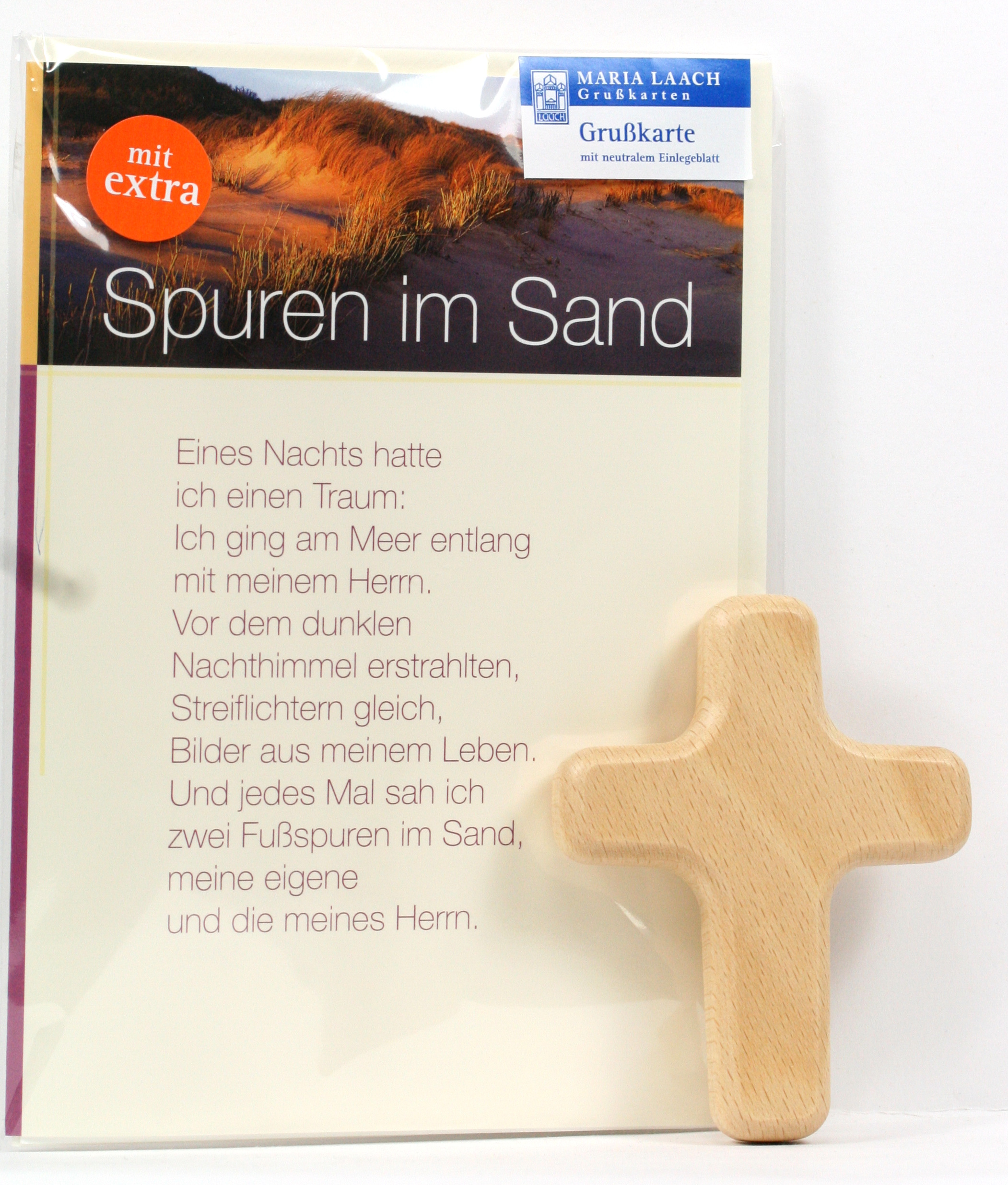 Neutrale Karte - Spuren im Sand & Kreuz