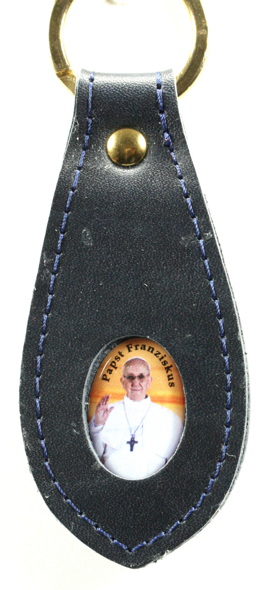 Schlüsselanhänger - Papst Franziskus & Leder