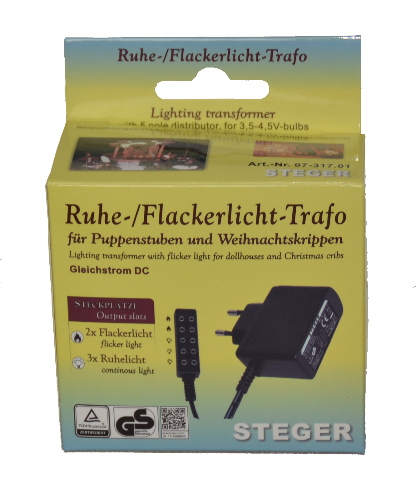 Krippenzubehör - Ruhe- und Flackerlichttrafo 230V/3,5V Krippenzubehör - Ruhe- und Flackerlichttrafo 230V/3,5V