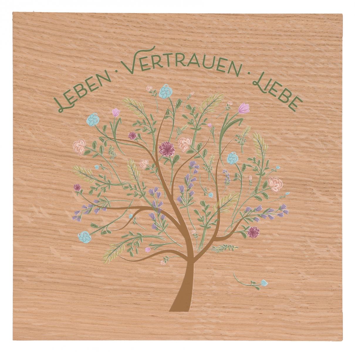 Holztafel - Leben-Vertrauen-Liebe