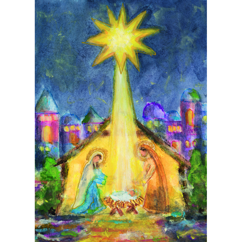 Weihnachtskarte - Krippe in Stadt