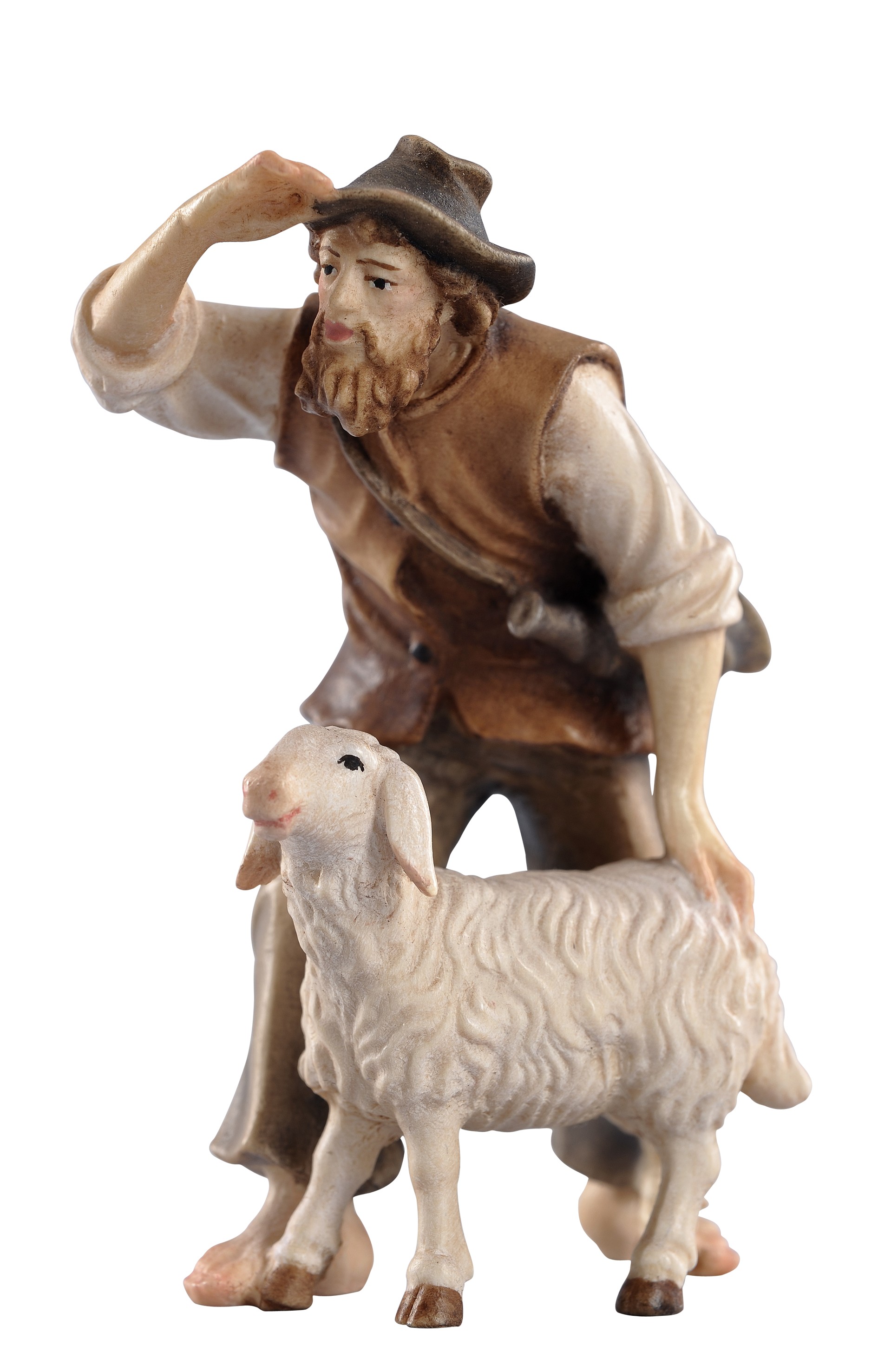 Kostner-Krippe - Hirt stehend mit Schaf