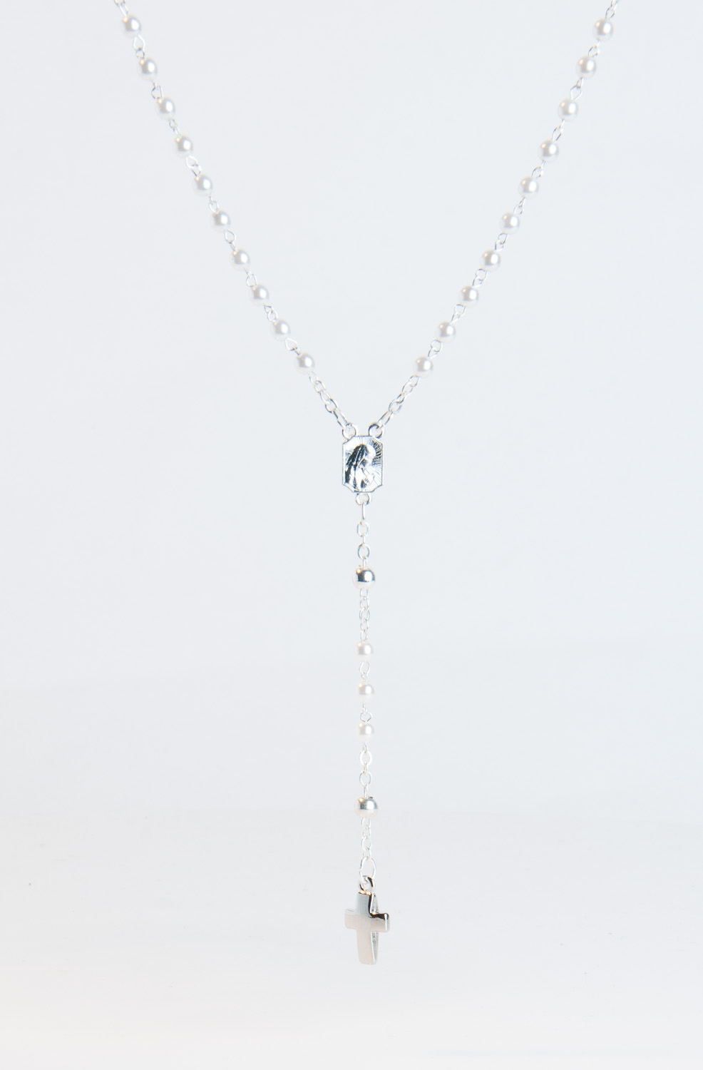 Rosenkranz - Weiße Glasperle und Kleines Kreuz Rosenkranz - Weiße Glasperle und Kleines Kreuz