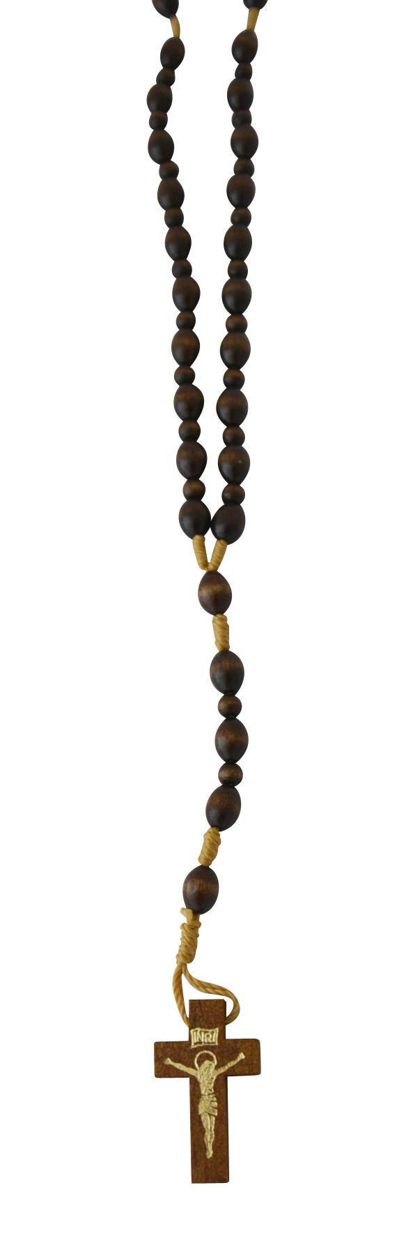 Rosenkranz - Holzkreuz & Braune Perlen