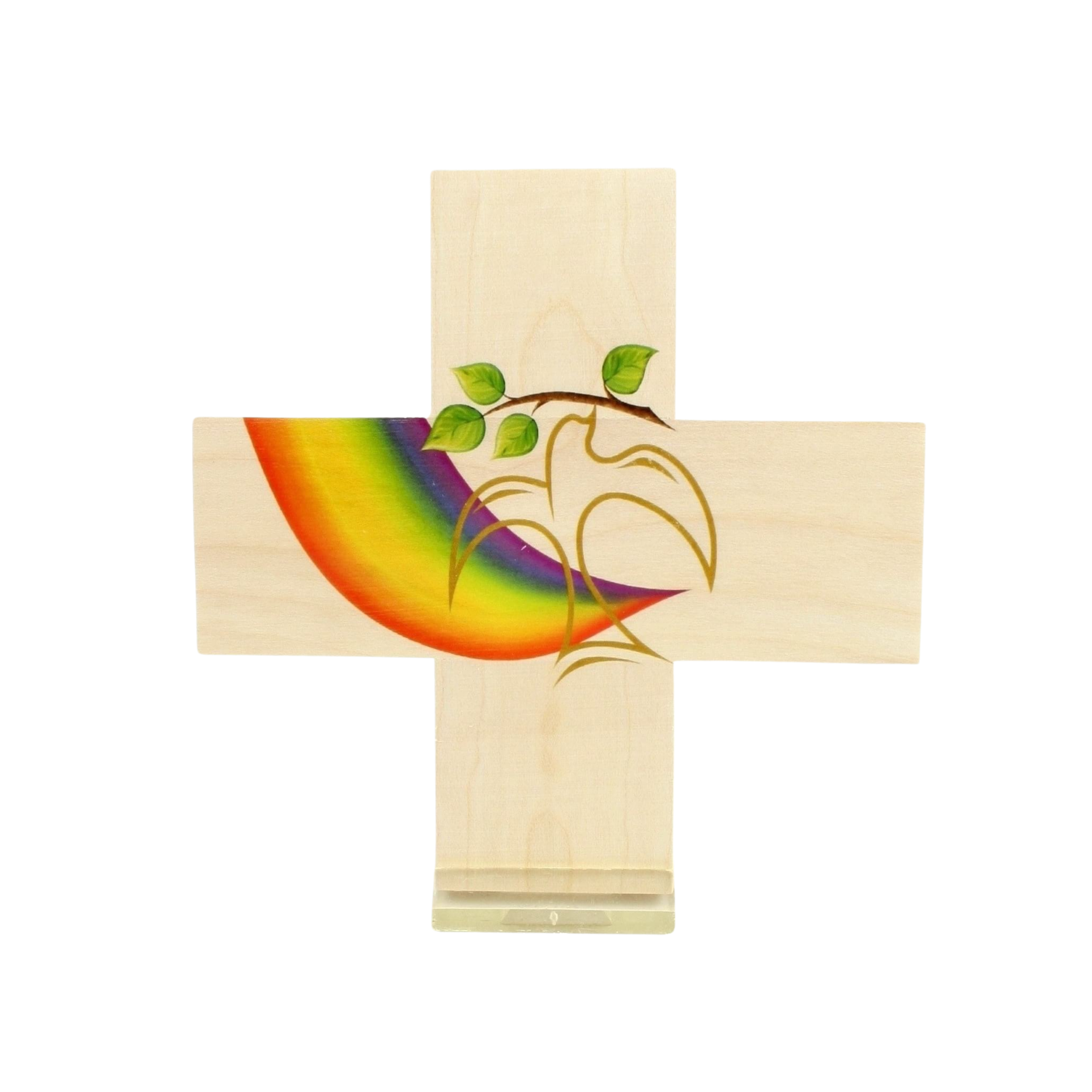 Holzkreuz - Taube & Regenbogen