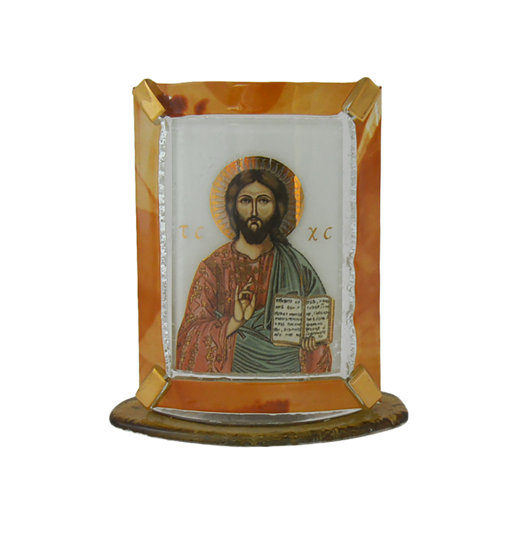 Ikonen-Glasbild – Christus & Sockel