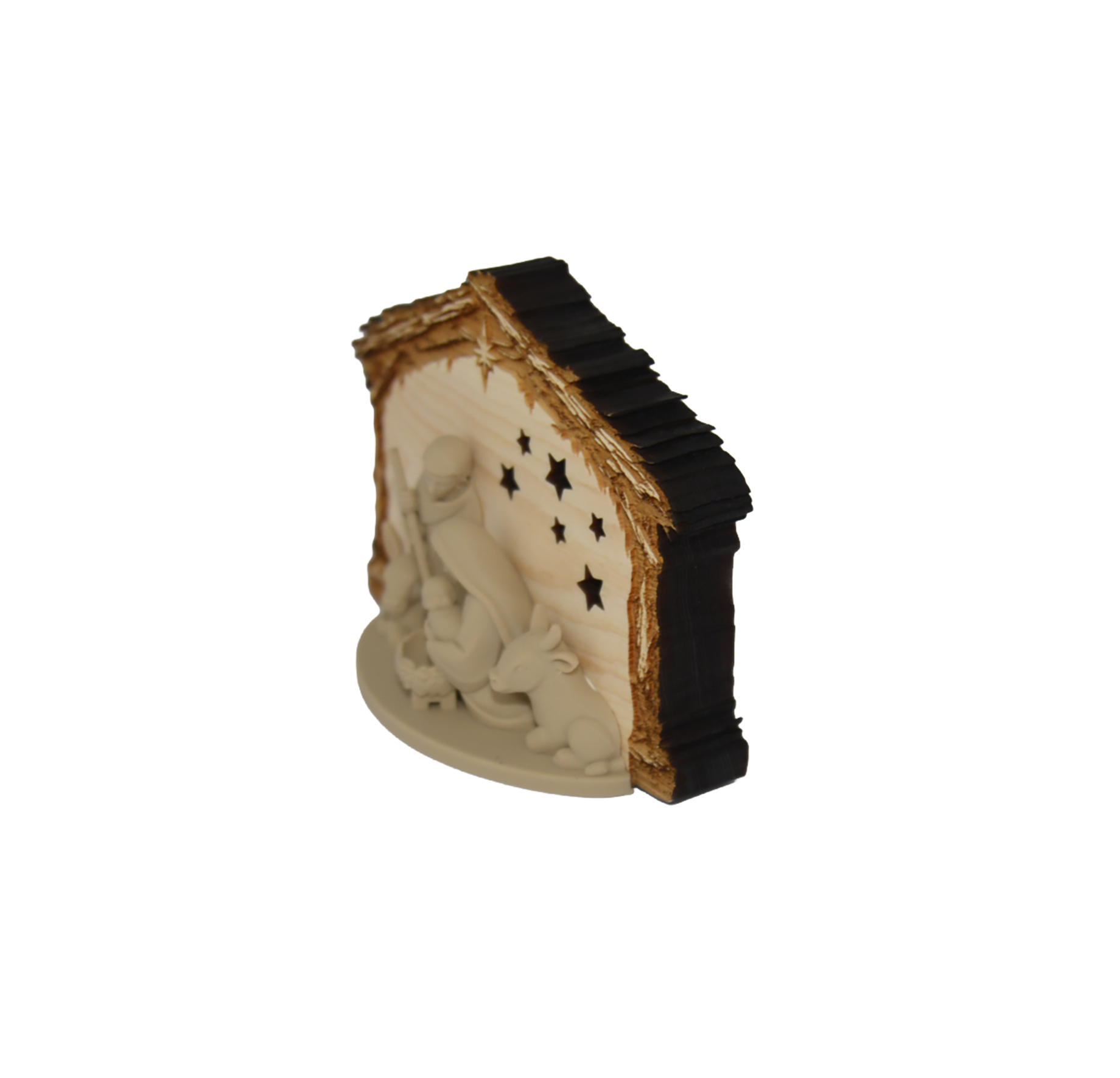 Blockkrippe – Gelasert & Zirbenholz
