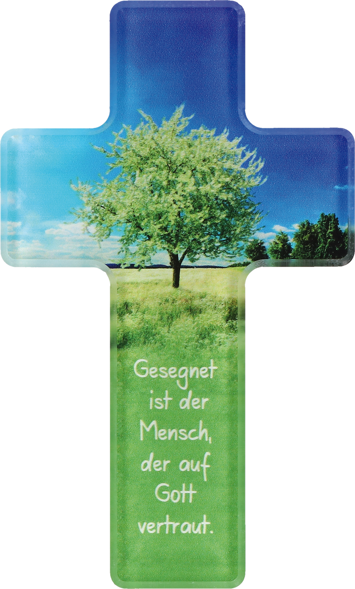 Acrylkreuz - Gesegnet ist der Mensch & Baum