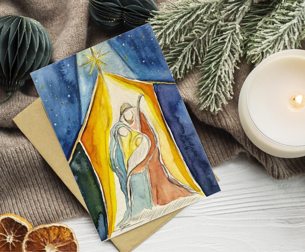 Weihnachtskarte - Heilige Familie