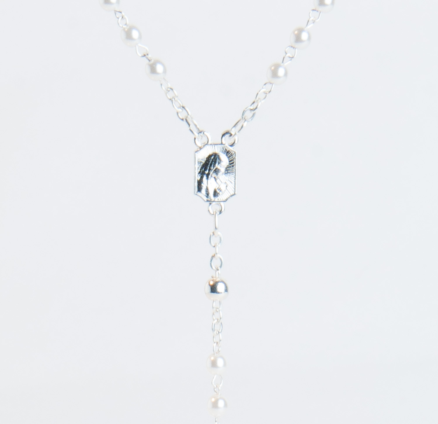 Rosenkranz - Weiße Glasperle und Kleines Kreuz Rosenkranz - Weiße Glasperle und Kleines Kreuz