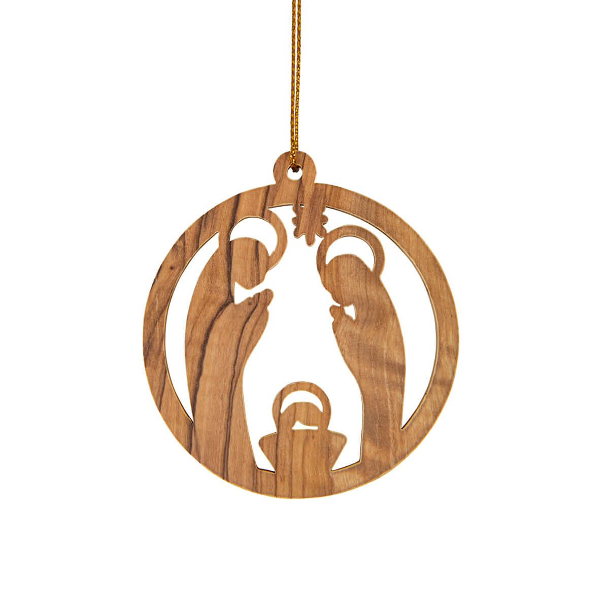 Baumschmuck – Olivenholz & Krippe