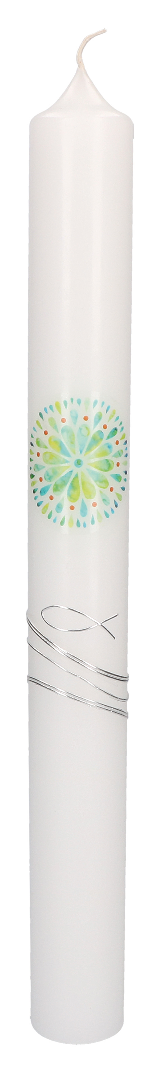 Kommunionkerze - Mandala & Fischr Kommunionkerze - Mandala & Fischr