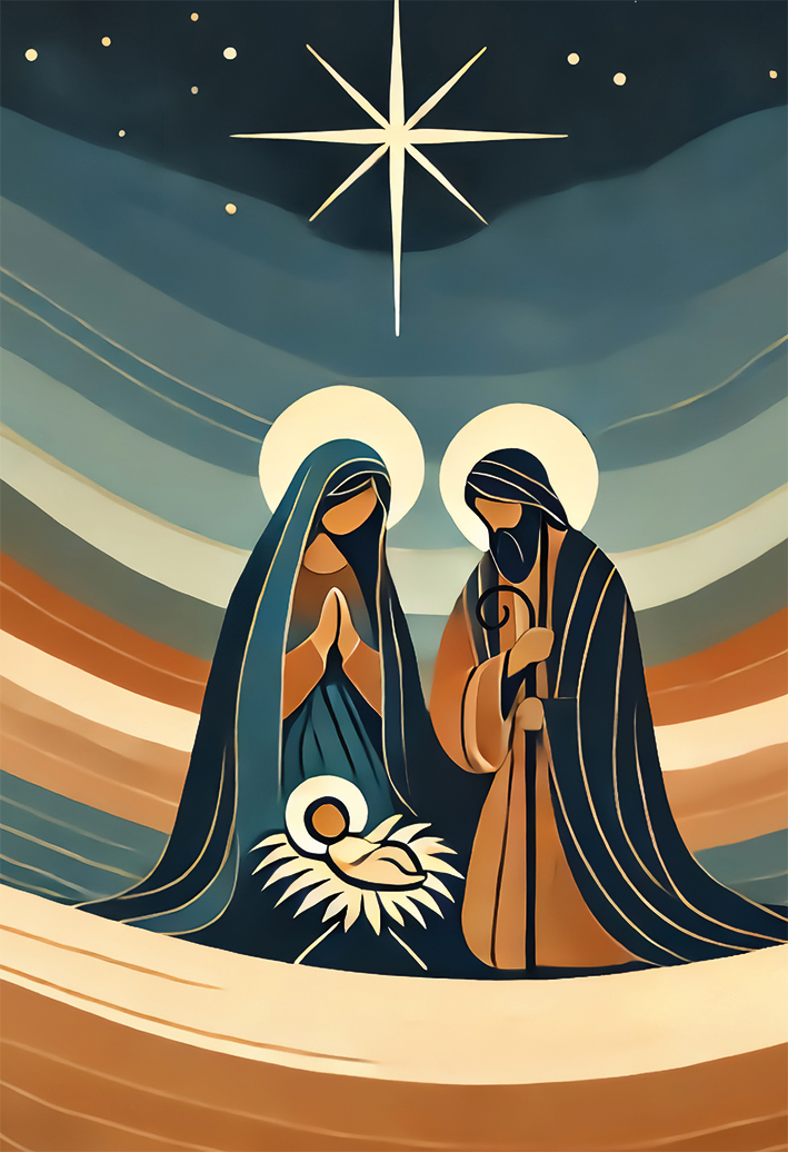 Karte zu Weihnachten – Heilige Familie