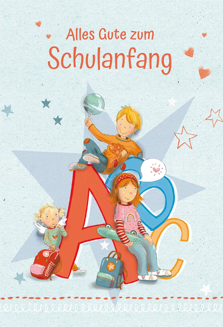 Karte zum Schulanfang - Abenteuer & Schulkinder