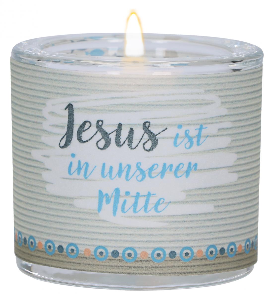 Glaswindlicht zur Erstkommunion - Jesus ist in unserer Mitte Glaswindlicht zur Erstkommunion - Jesus ist in unserer Mitte