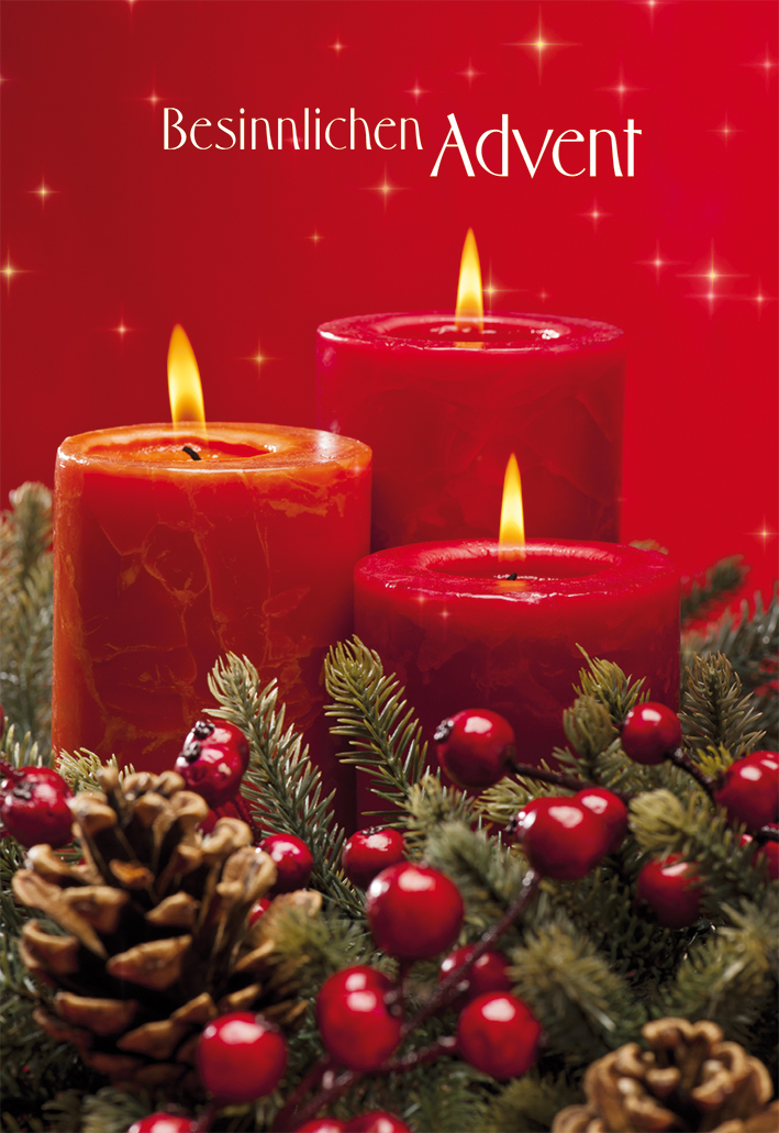 Karte zu Weihnachten - Besinnlichen Advent & Rote Kerzen