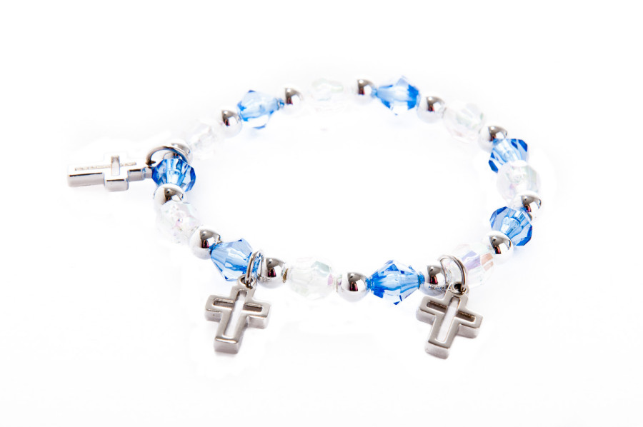 Armband - Kreuze & Blau-Weiße Perlen