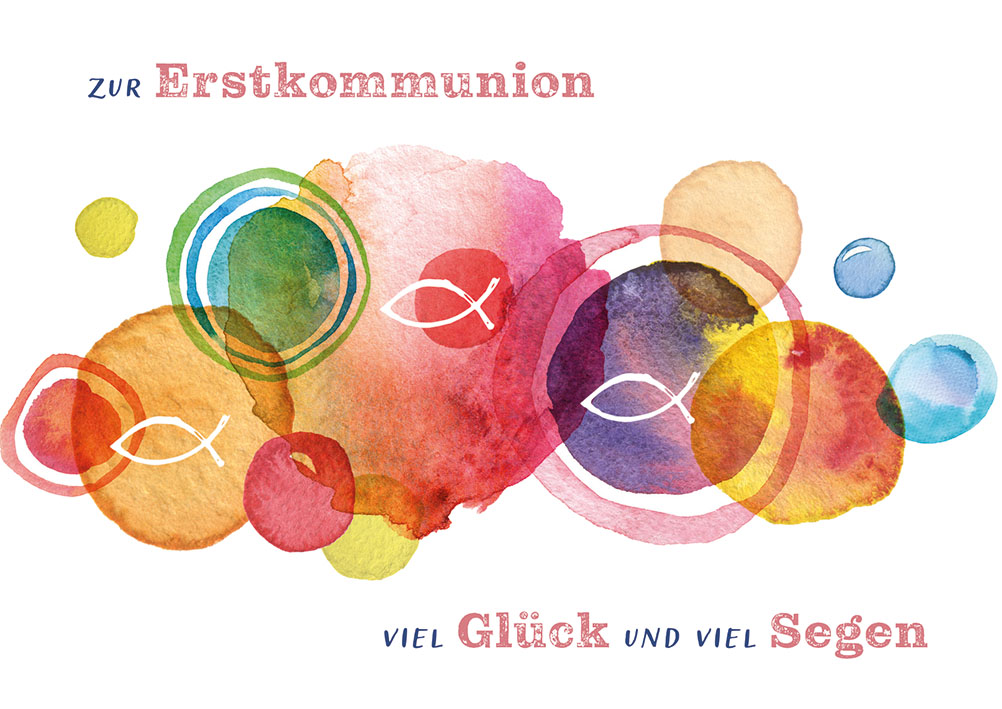 Karte  zur Erstkommunion - viel Glück und viel Segen