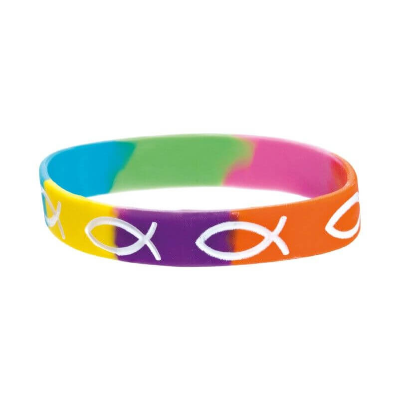 Silikonarmband - Ichthys & Regenbogen Silikonarmband - Ichthys & Regenbogen