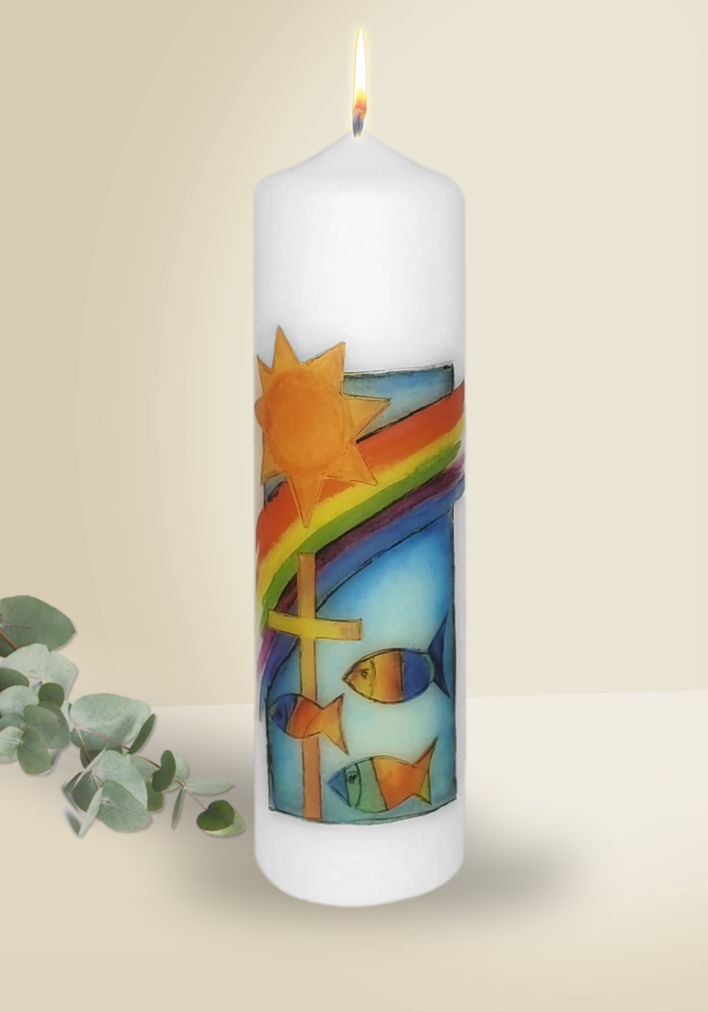 Tischkerze - Sonne & Regenbogenfisch Tischkerze - Sonne & Regenbogenfisch
