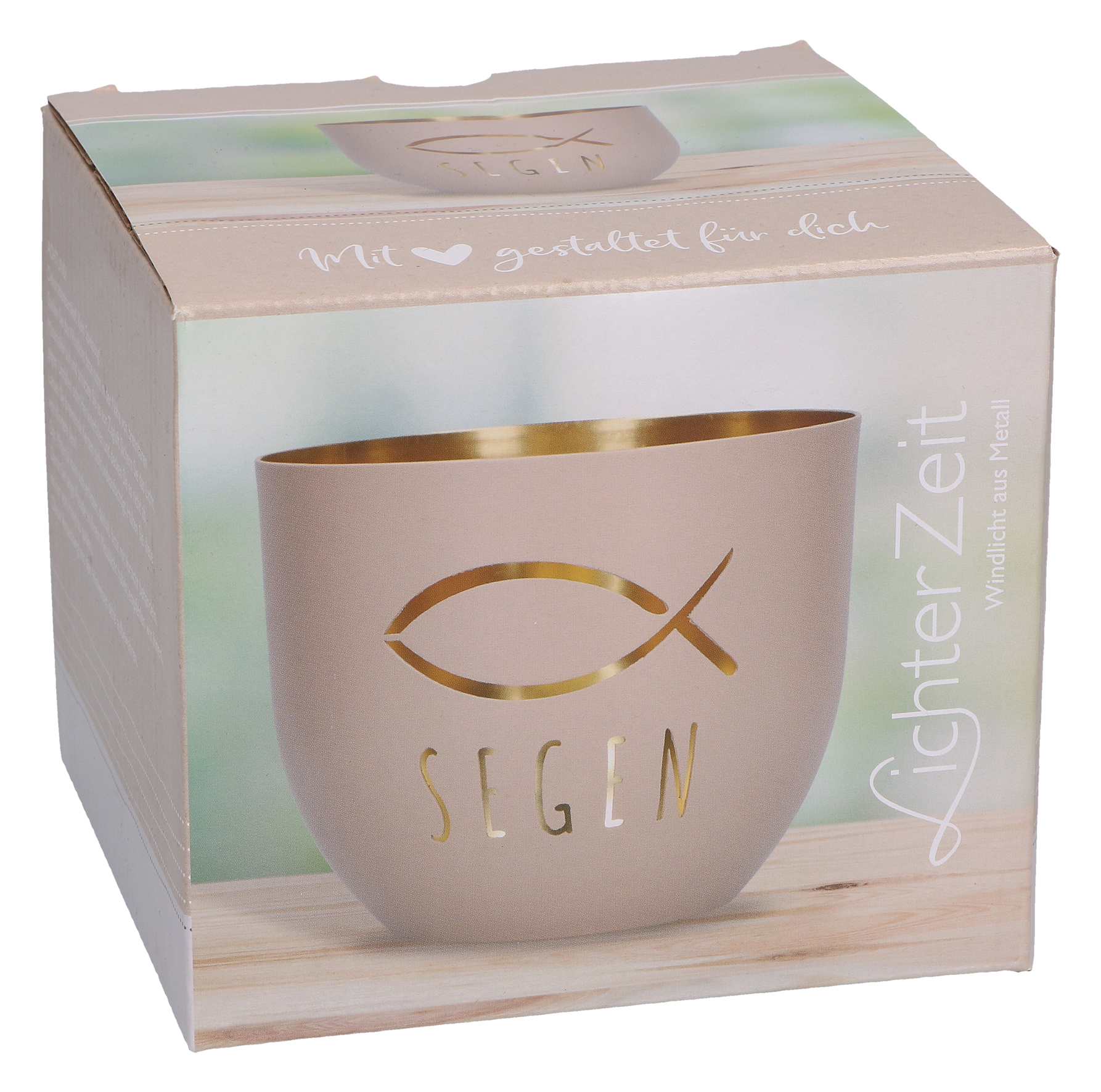 Metallwindlicht - Segen & Fisch