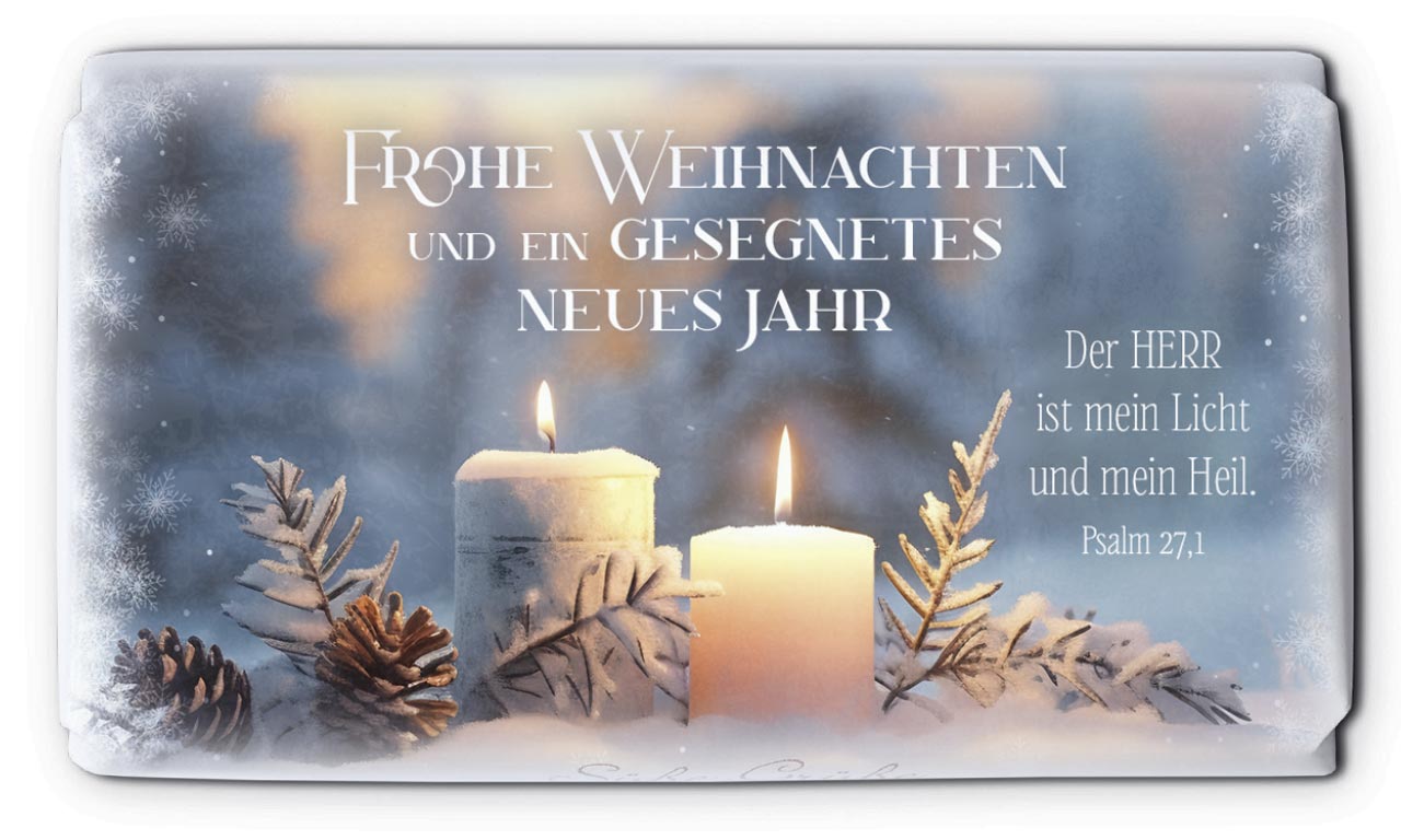 Mini-Schokolade – Frohe Weihnachten & Kerzen