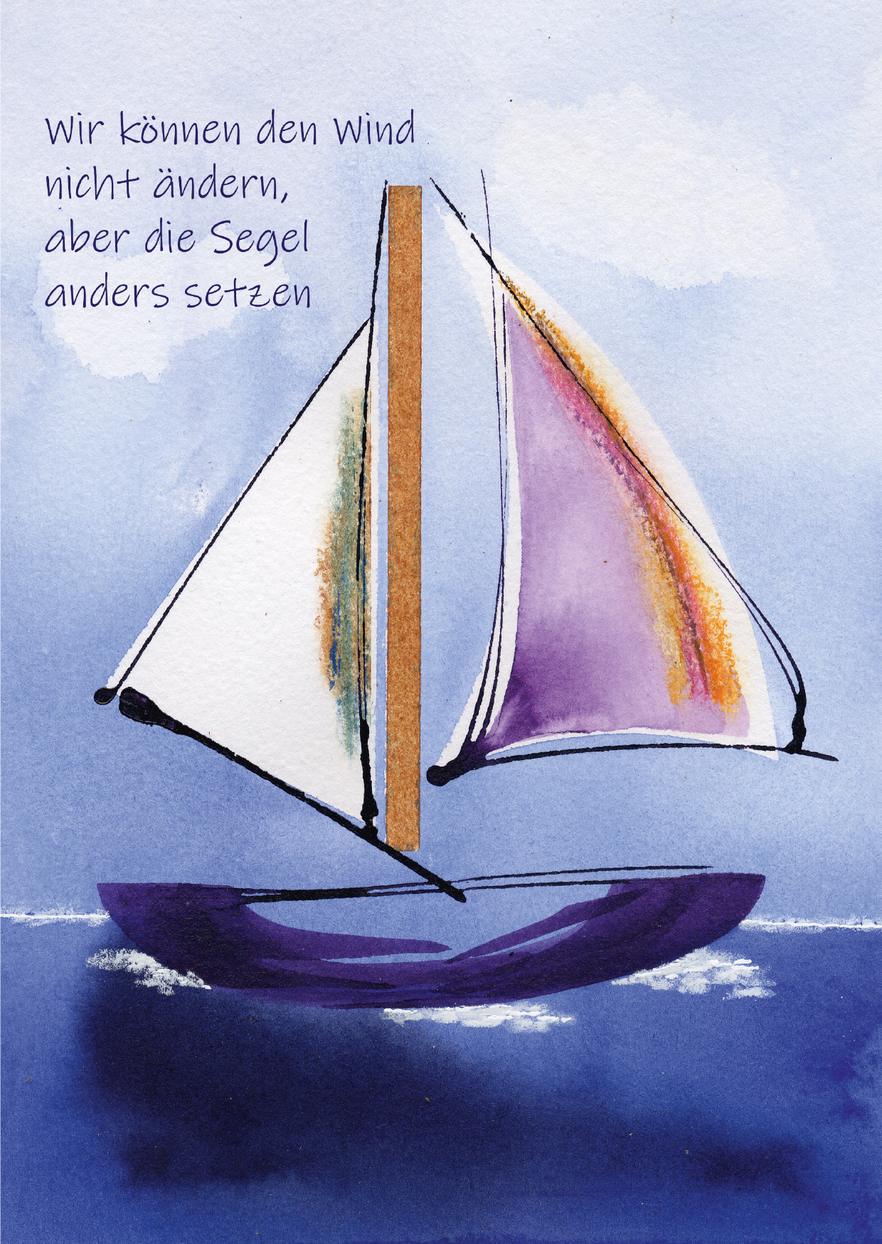 Karte zur Kommunion - Segel neu setzen & Schiff