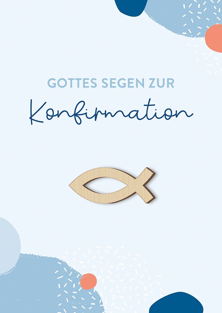Karte zur Konfirmation – Gottes Segen & Fisch