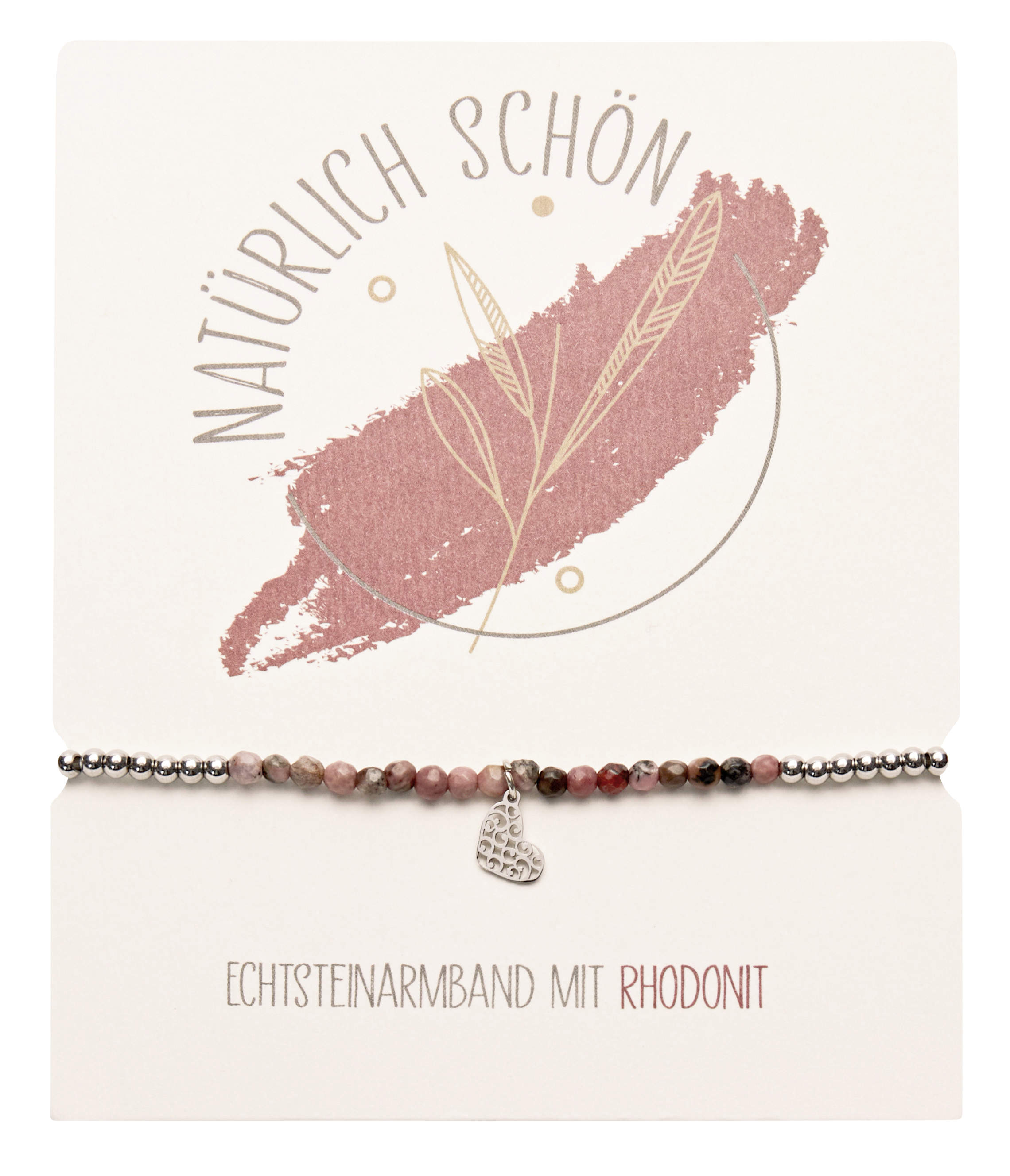 Armband - Rhodonit & Herz