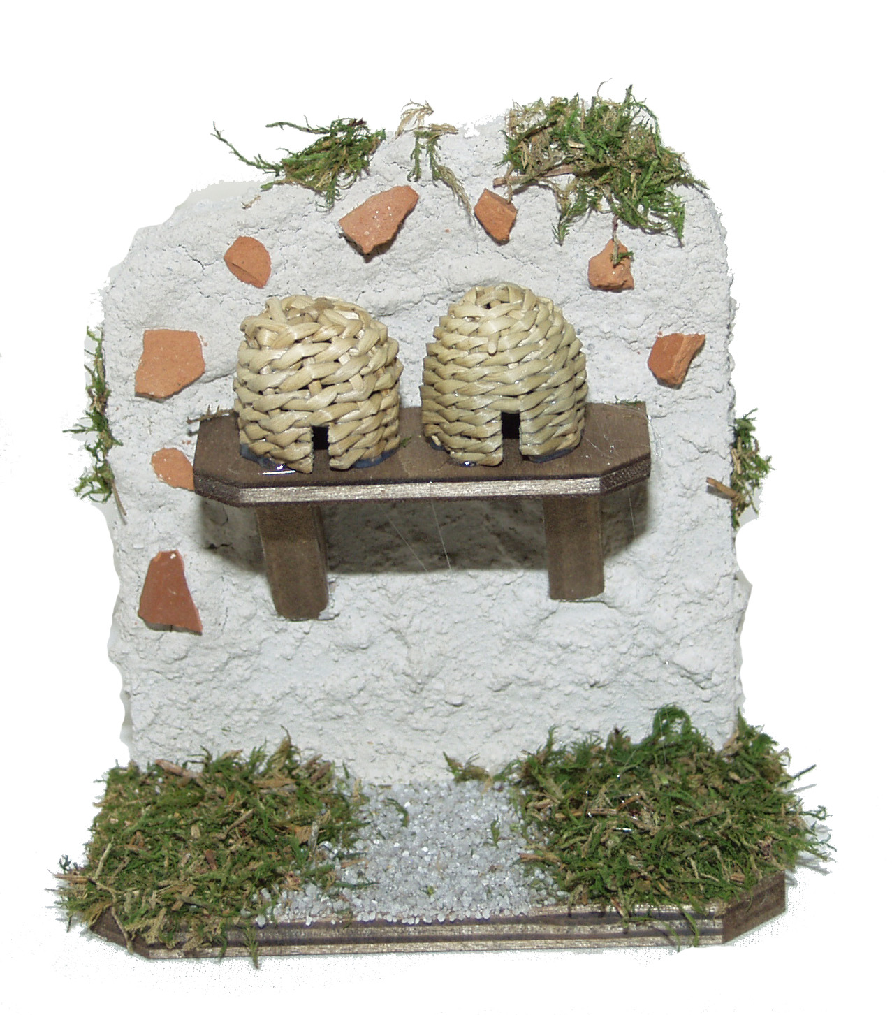 Krippenzubehör - Bienenstock mit weißer Mauer