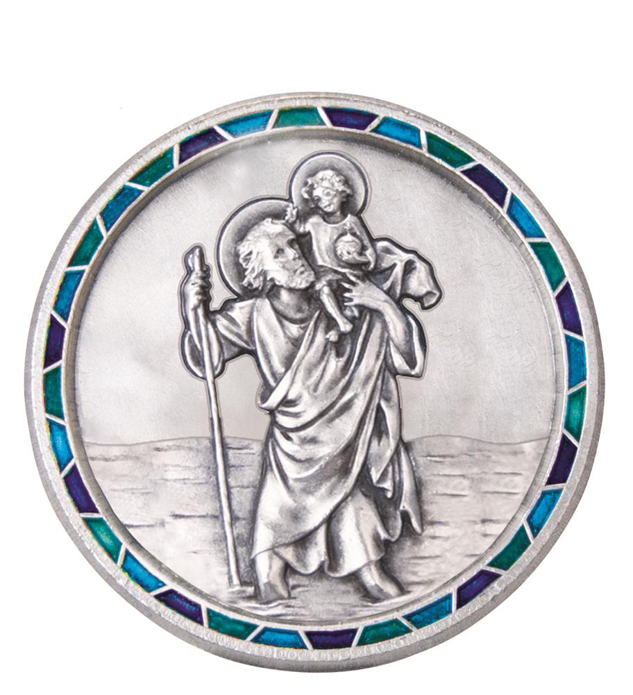 Autoplakette - Christophorus & Mosaik-Umrandung Autoplakette - Christophorus & Mosaik-Umrandung