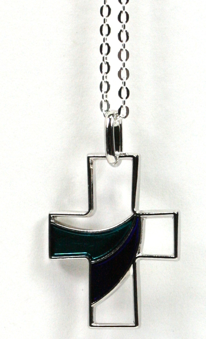Halskette - Kreuz & Blau-Grün