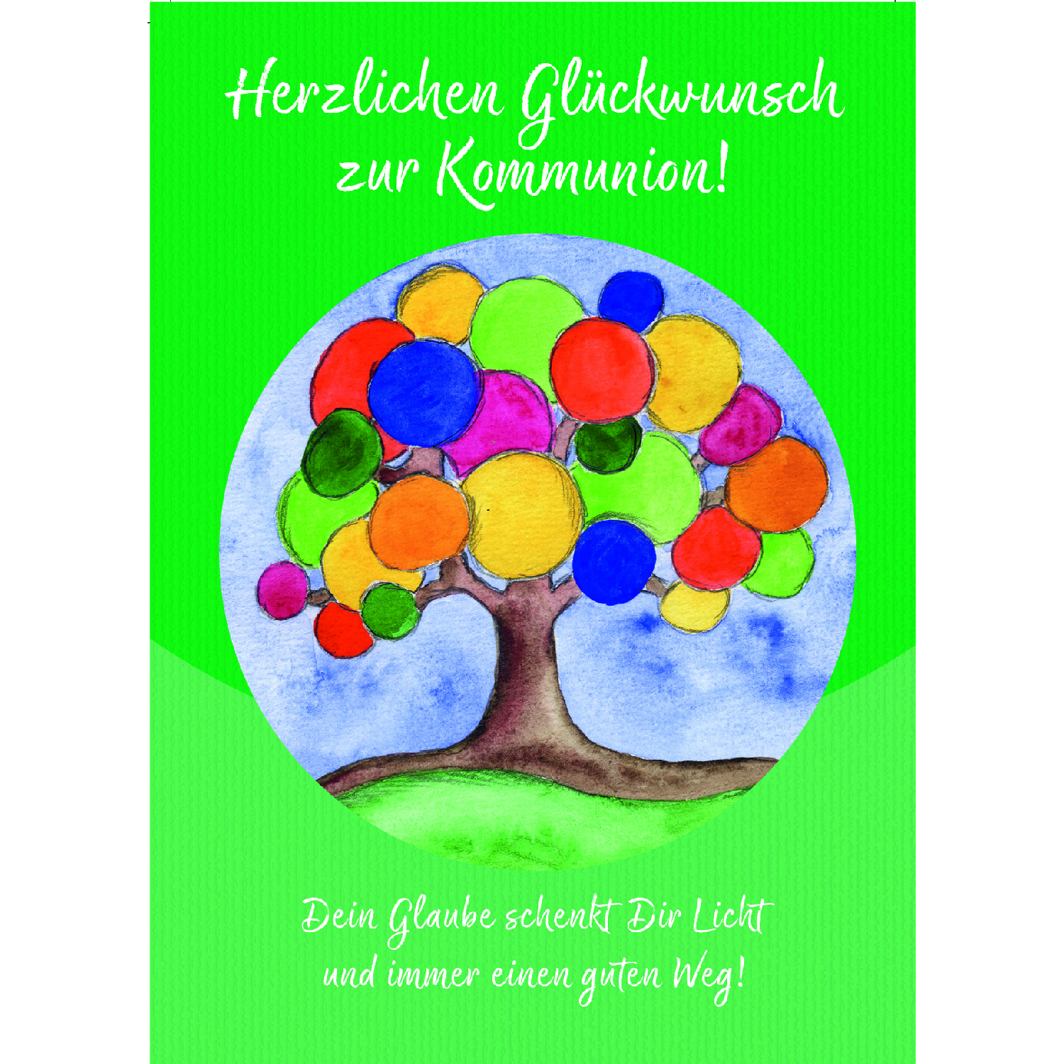Kommunionkarte - Lebensbaum & Bunt Kommunionkarte - Lebensbaum & Bunt