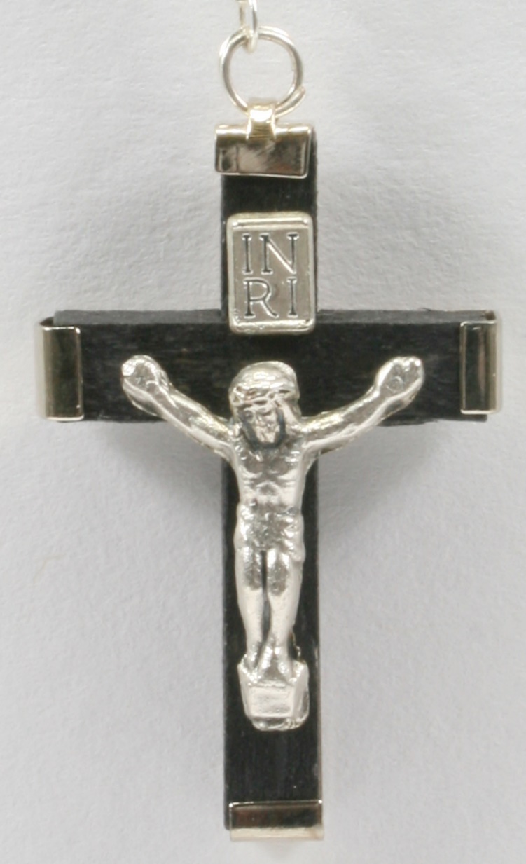 Rosenkranz - Schwarze Perle Verziert & Holzkreuz