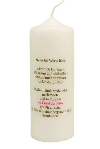 Tischkerze - Engel der Nähe & Rückseitentext Tischkerze - Engel der Nähe & Rückseitentext