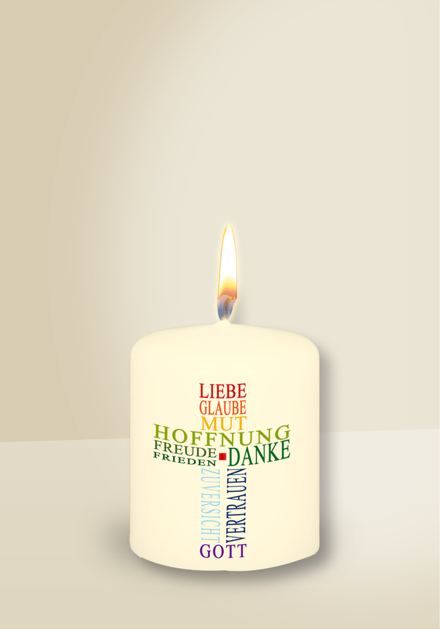 Mini-Kerze - Liebe, Glaube, Mut & Gott