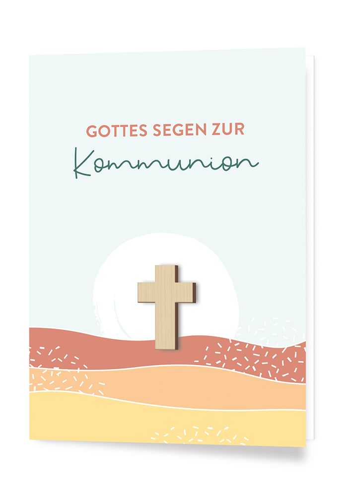 Karte zur Kommunion– Gottes Segen & Kreuz