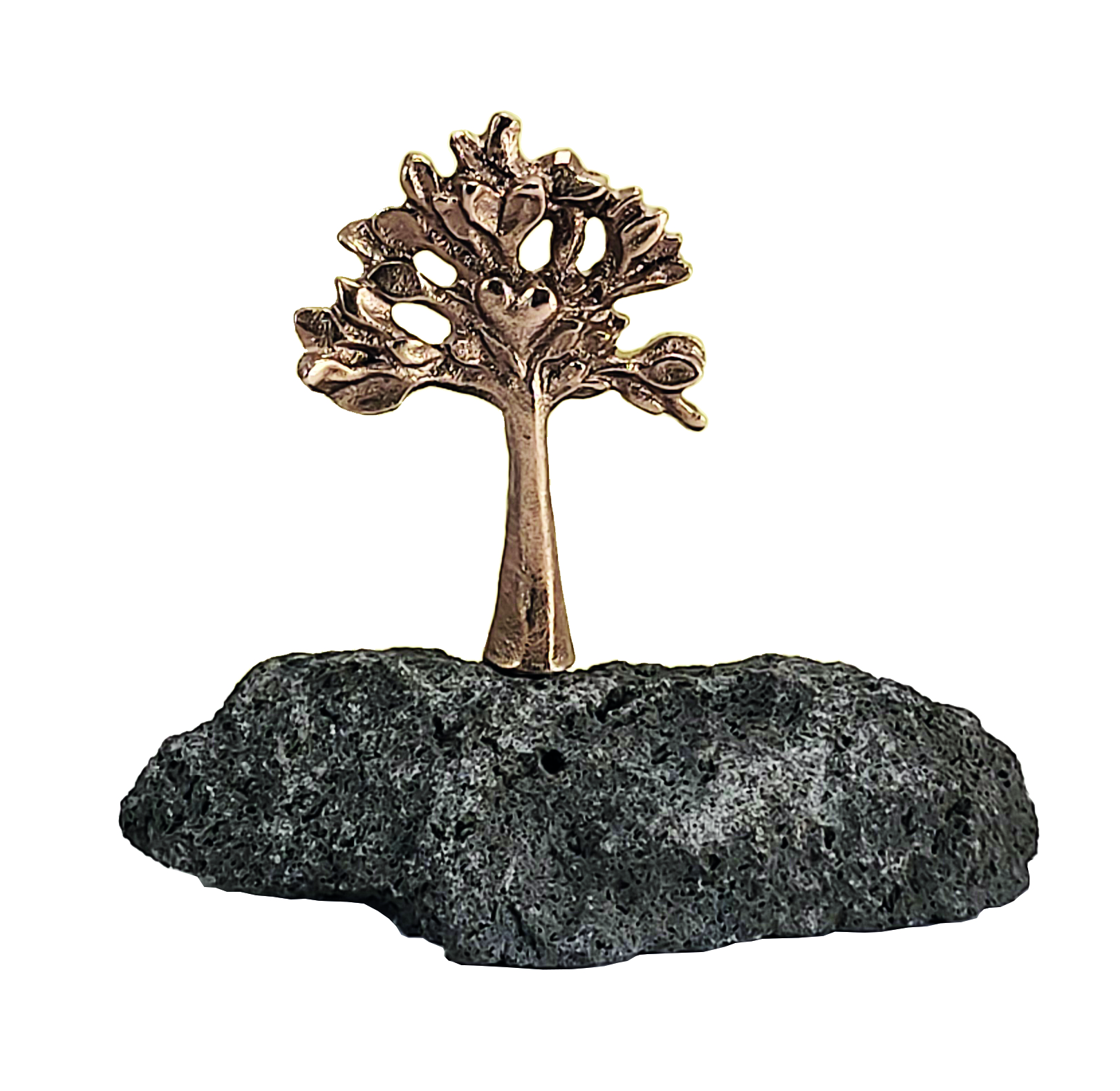 Deko – Baum auf Basaltlava & Bronze