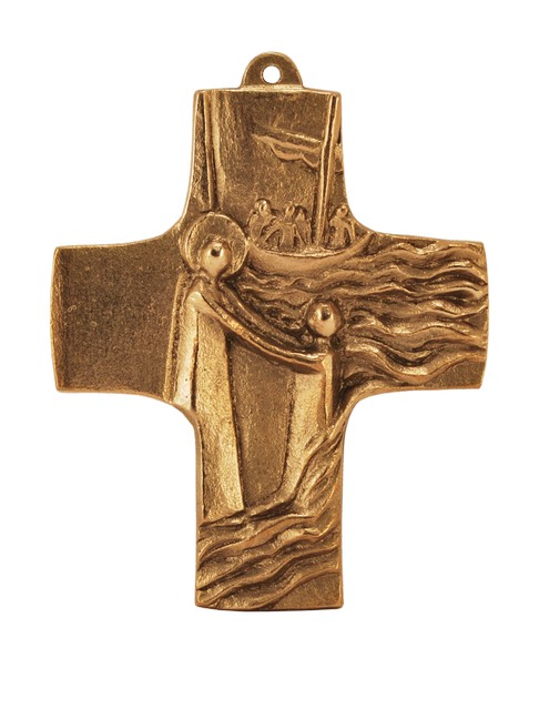 Bronzekreuz - Sinkender Petrus
