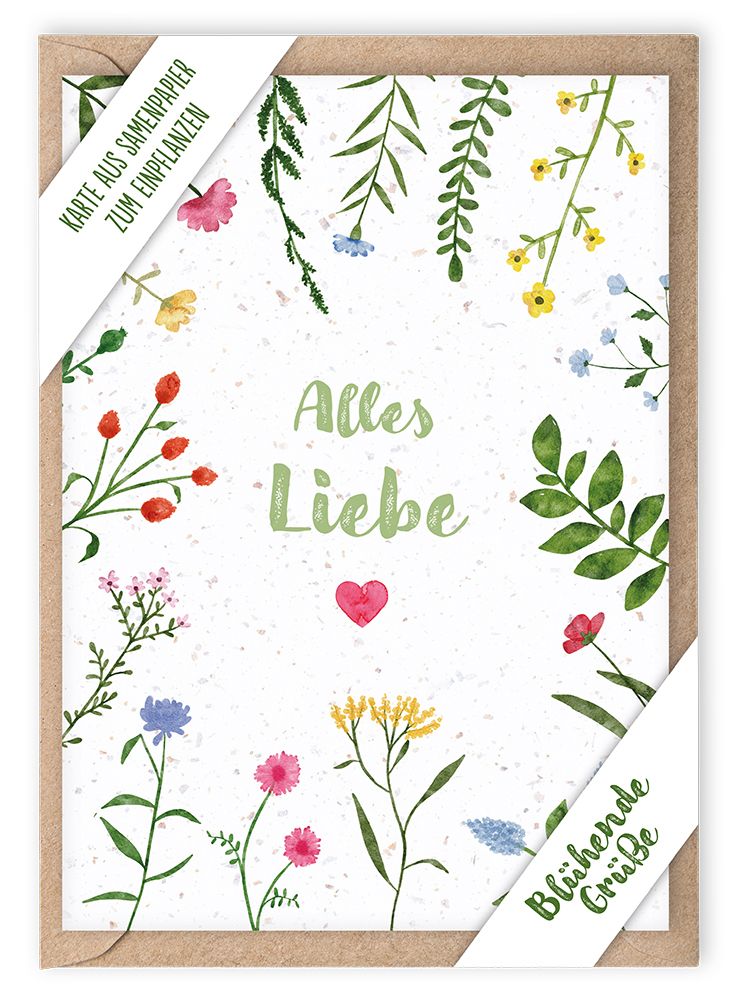 Neutrale Karte - Alles Liebe & Samenpapier