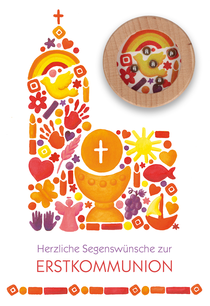 Karte zur Kommunion - Kirche & Geduldspiel