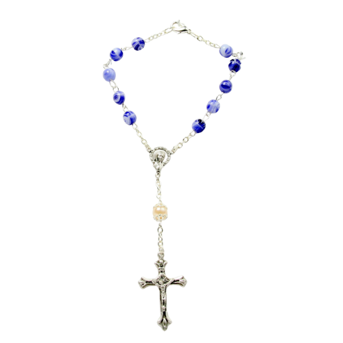 Fingerrosenkranz - Blau-Weiße Perle Fingerrosenkranz - Blau-Weiße Perle