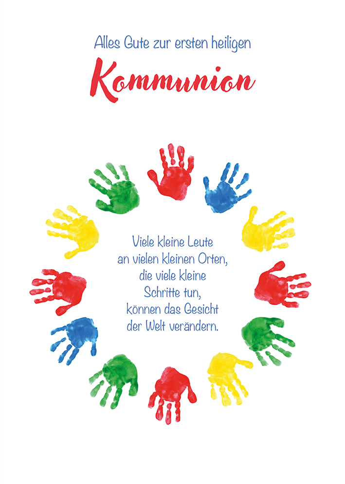 Karte zur Kommunion - Alles Gute & Bunte Hände