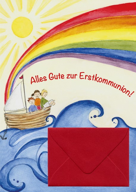 Karte zur Erstkommunion - Regenbogen & Minikuvert